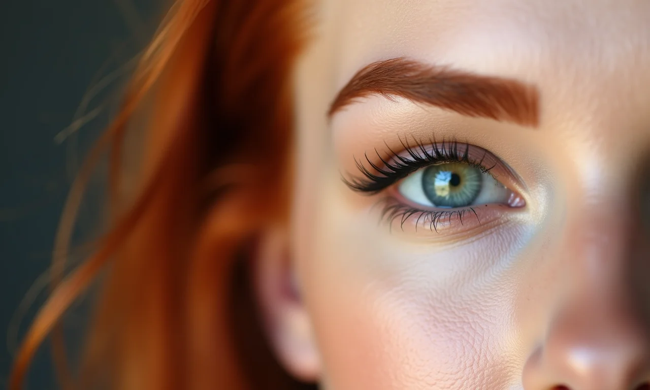 Sobrancelhas bem definidas em ruiva.