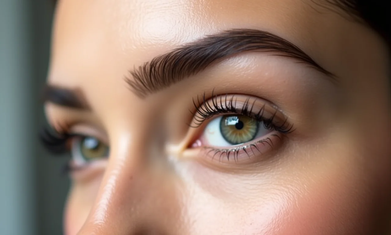 Sobrancelhas bem definidas emoldurando o olhar.