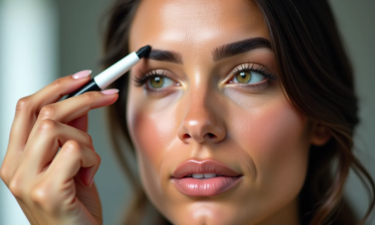 Sobrancelhas: definidas e naturais com gel.