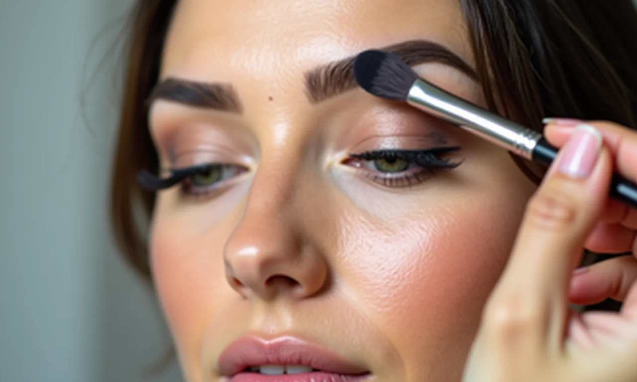 Sobrancelhas definidas e naturais com maquiagem.