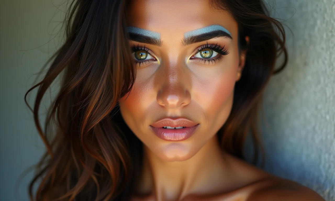 Sobrancelhas descoloridas ou coloridas em brasileira.