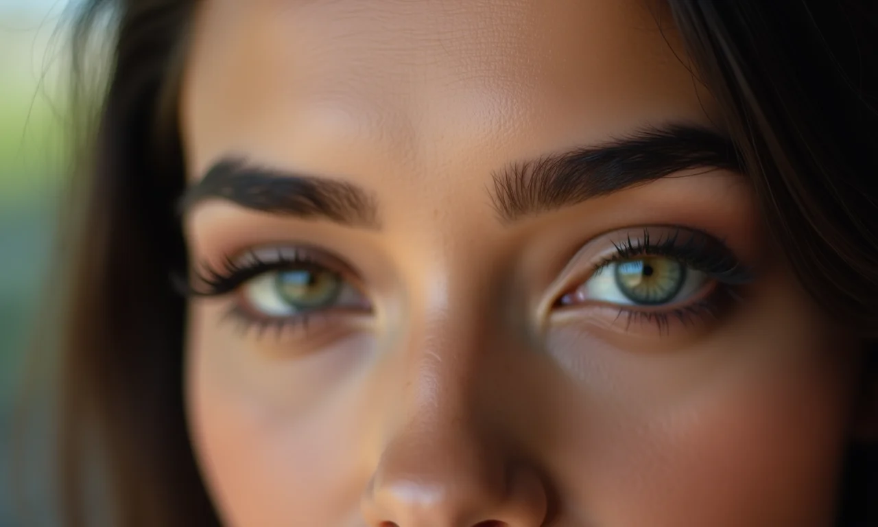 Sobrancelhas finas e arqueadas em mulher brasileira.