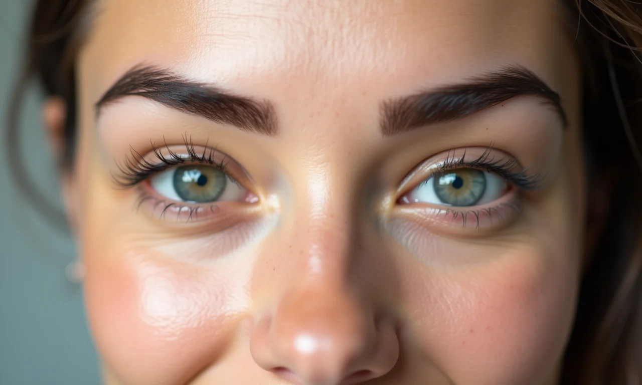 Sobrancelhas naturais e bem cuidadas.