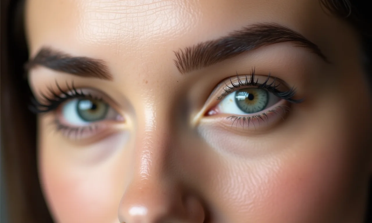 Sobrancelhas naturais e bem definidas.