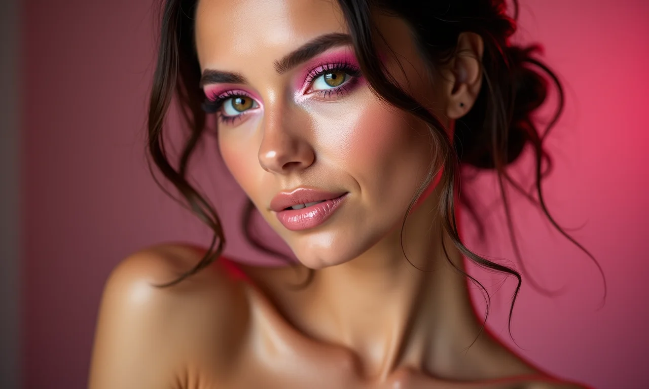 Sombra rosa para realçar o olhar em uma mulher.