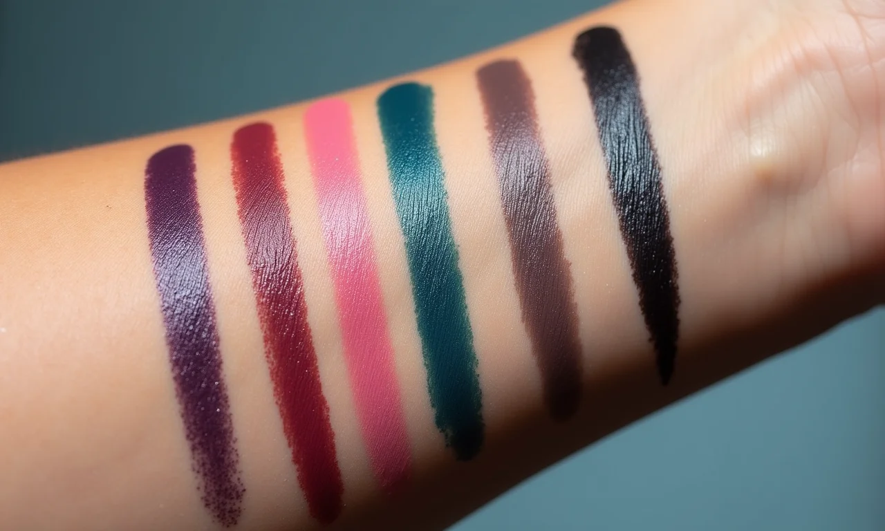 Testando cores de delineador no braço.