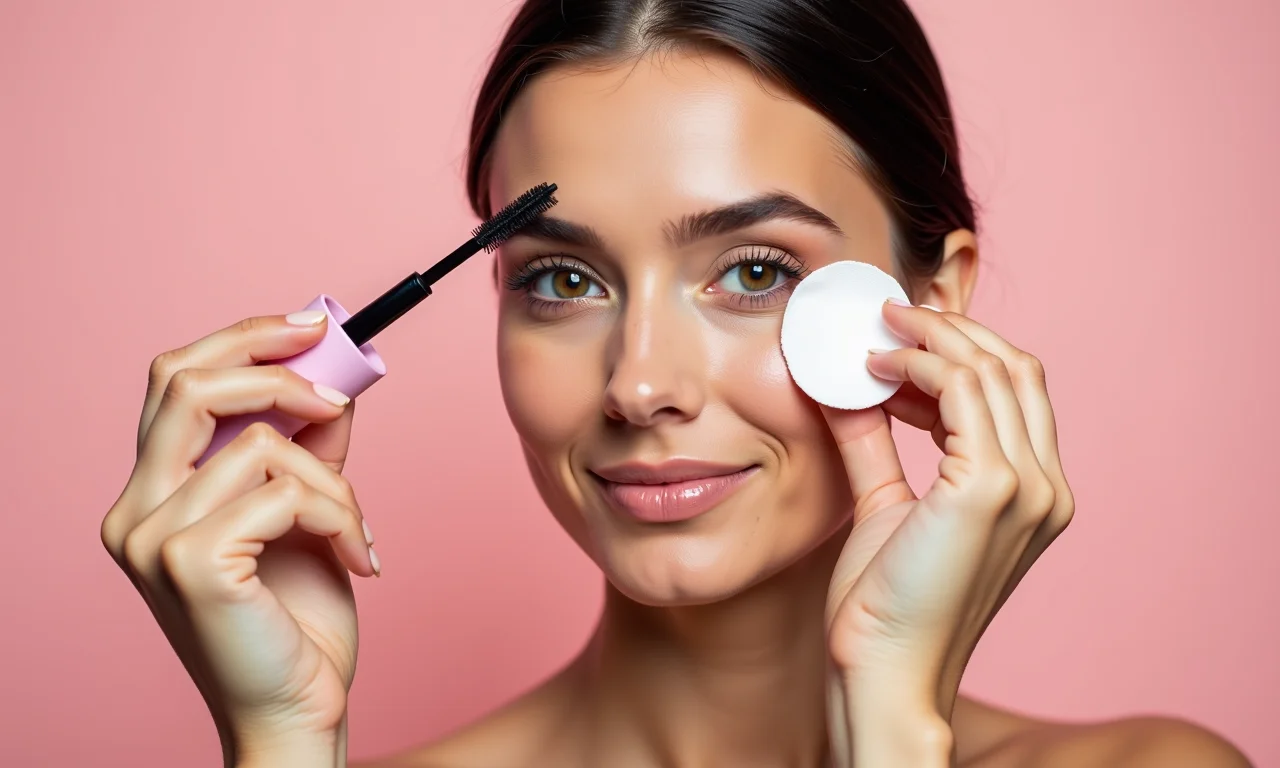 Teste de eficácia de demaquilante bifásico em rímel à prova d'água.