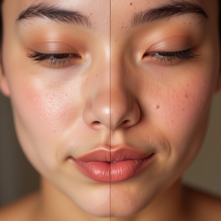 Textura da pele antes e depois do primer.