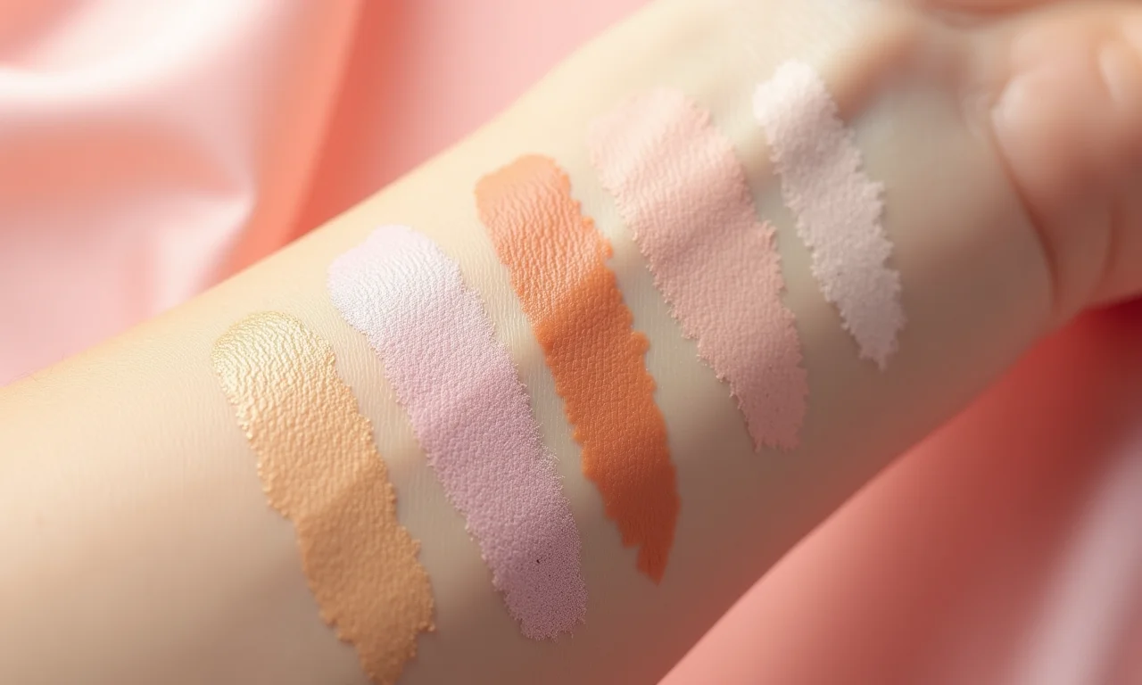 Texturas de diferentes corretivos coloridos.