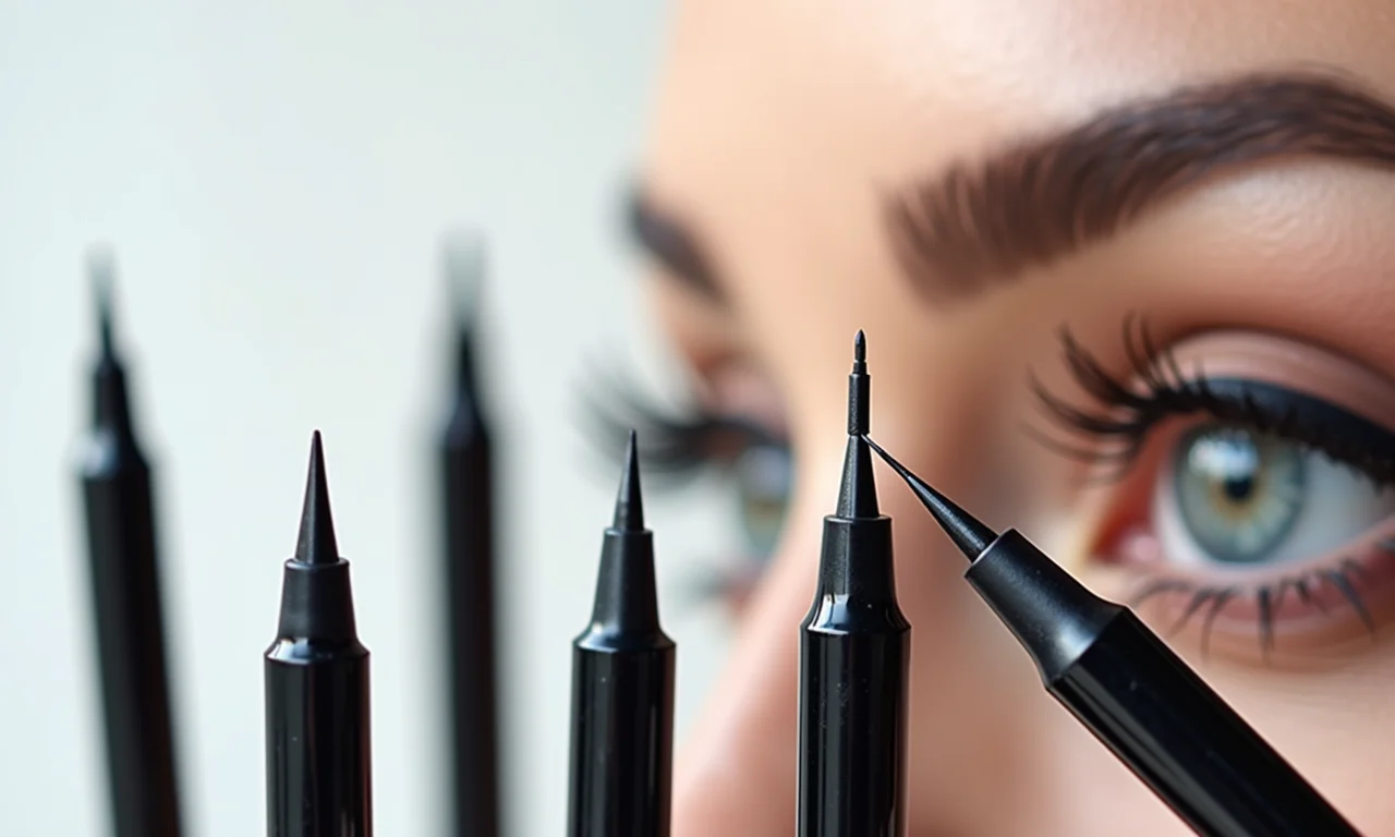 Variedade de canetas delineadoras para diferentes estilos.