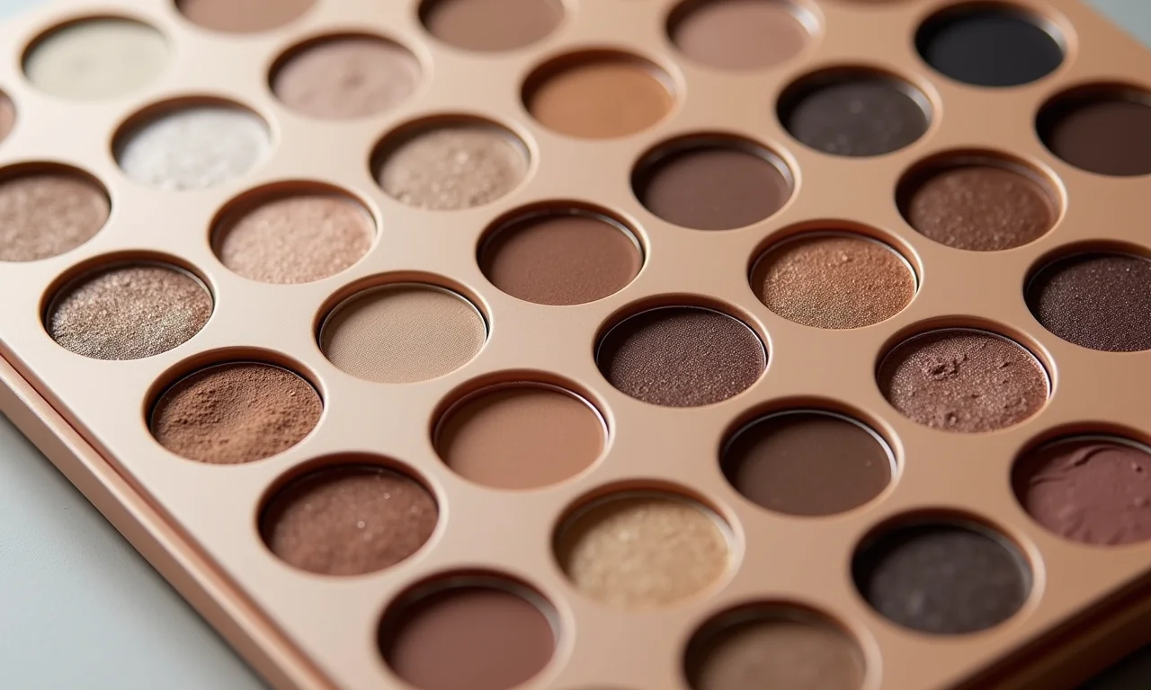 Variedade de tons neutros em paletas de sombra.