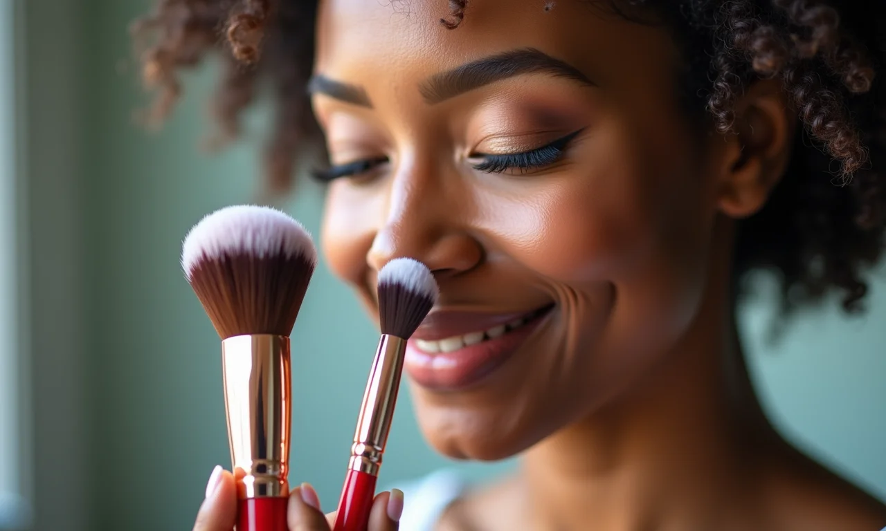 Verificando se os pincéis estão realmente limpos após a lavagem.